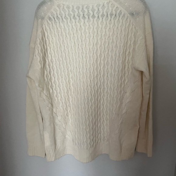 Like new Halogen wool/cashmere blend cable knit ivory sweater - Picture 6 of 12